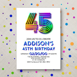 Invitación de cumpleaños 45 a la diversión moderna