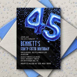 Invitación de cumpleaños 45 a Mens Blue