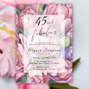 Invitación de cumpleaños 45 Vintage Floral