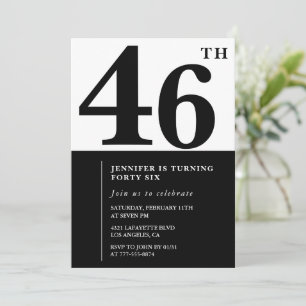 Invitación de cumpleaños 46 elegante mujer Negro