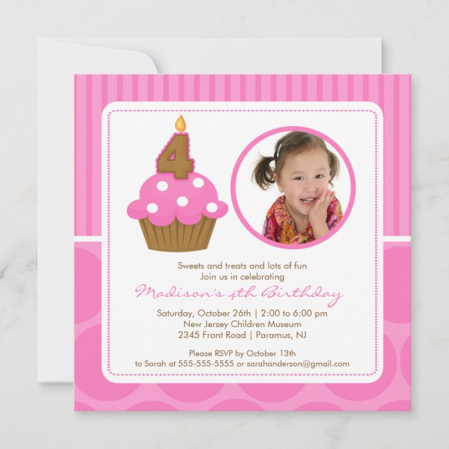 Invitación de cumpleaños 4.º cumpleaños (Anverso)