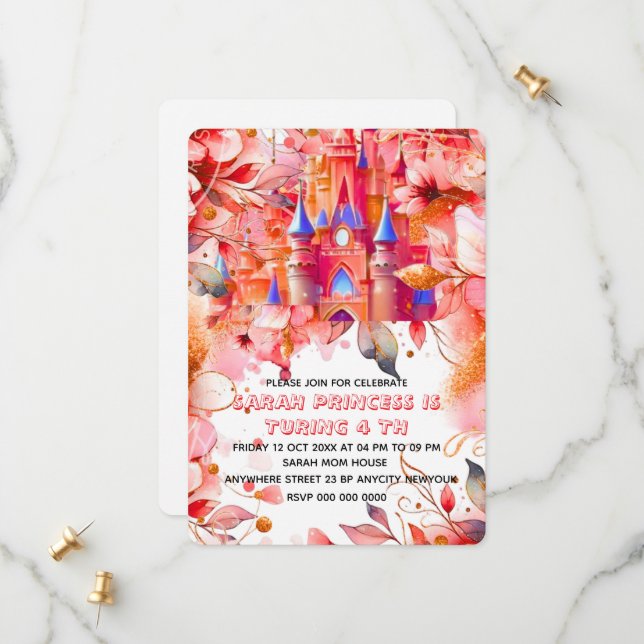 Invitación de cumpleaños 4 Editable Four ever a Pr (Anverso/Reverso In Situ)