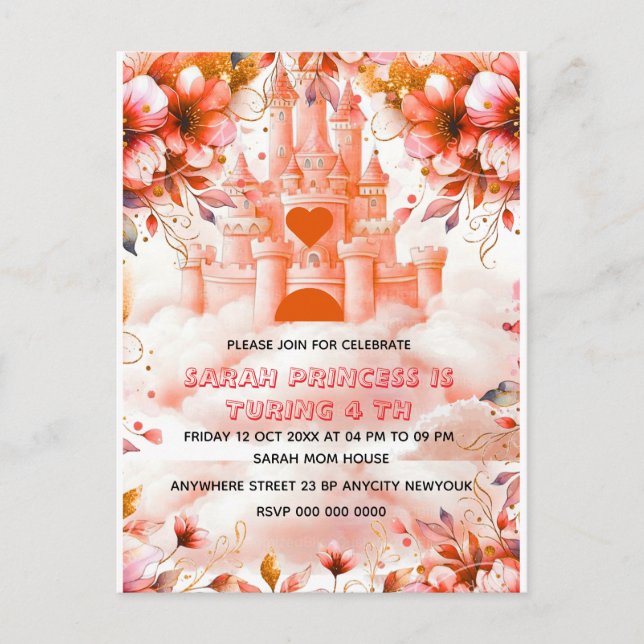 Invitación de cumpleaños 4 editable para siempre u (Anverso)