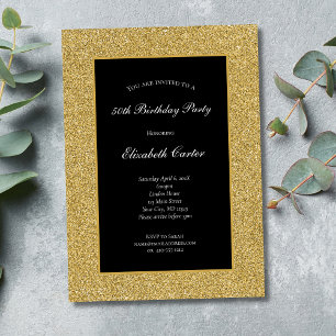 Invitación de cumpleaños 50º 60º con brillo de oro