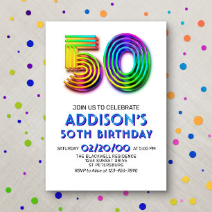 Invitación de cumpleaños 50 a la diversión moderna
