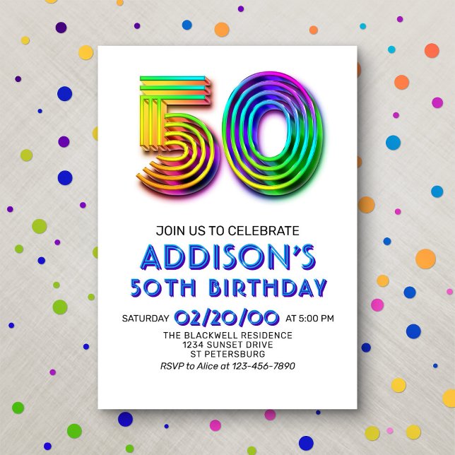 Invitación de cumpleaños 50 a la diversión moderna (Subido por el creador)