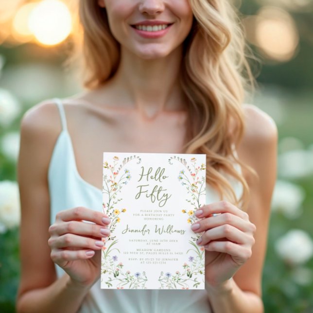 Invitación de cumpleaños 50 a la flor silvestre rú (Subido por el creador)