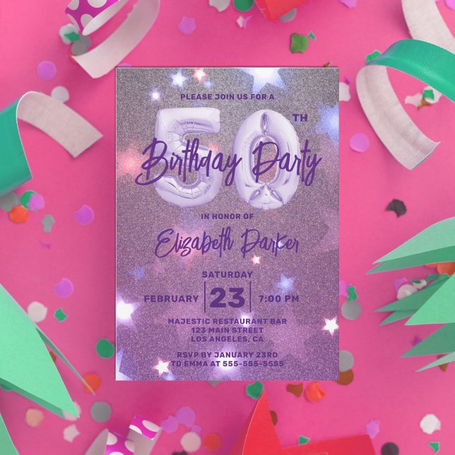 Invitación de cumpleaños 50 a la Starry Purpurinos (Subido por el creador)