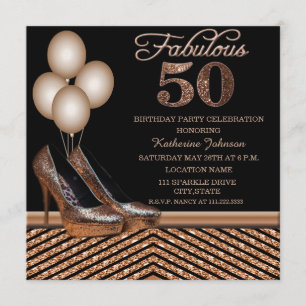 Invitación de cumpleaños 50 a Rose Gold