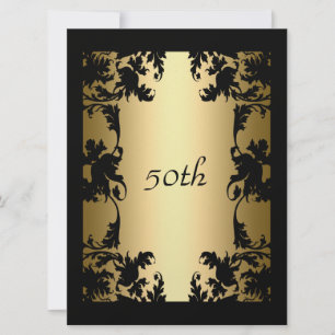 Invitación de cumpleaños 50 años de encaje negro n