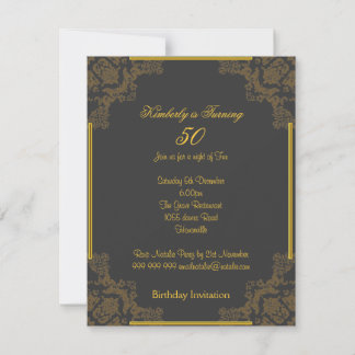 Invitación de cumpleaños 50 Art Deco Carbón