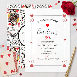 invitación de cumpleaños 50 carta de juego casino