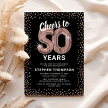 Invitación de cumpleaños 50 Chic Rose Gold