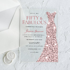 Invitación de cumpleaños 50 con vestido de piel de