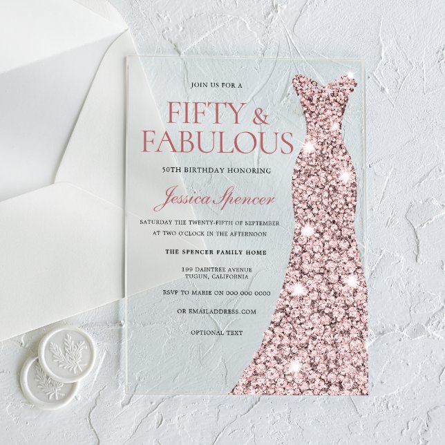 Invitación de cumpleaños 50 con vestido de piel de (Subido por el creador)