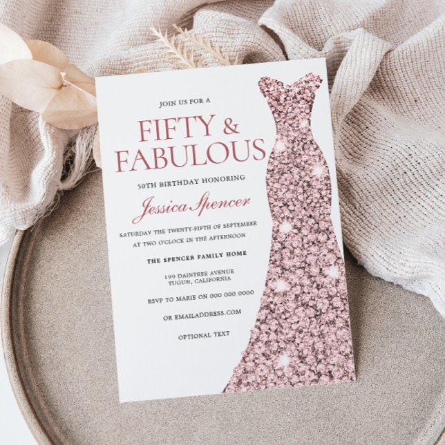 Invitación de cumpleaños 50 con vestido de piel de (Subido por el creador)