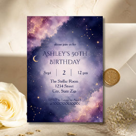Invitación de cumpleaños 50 de lujo bajo las estre