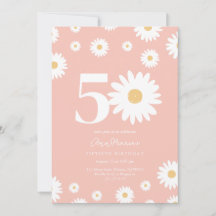 Invitación de cumpleaños 50 de Pink Daisy