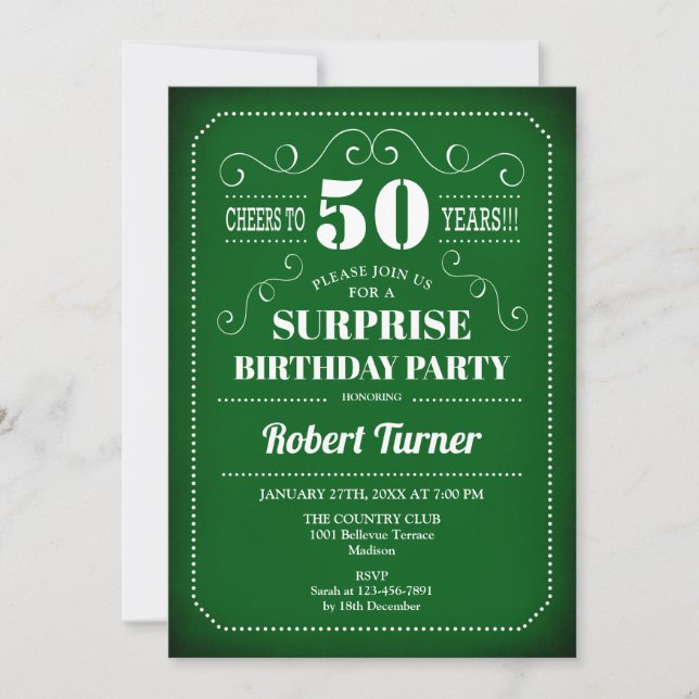 Invitación de cumpleaños 50 de Surprise - Blanco V (Anverso)