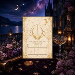 Invitación de cumpleaños 50 de Tauro Dorado Crema