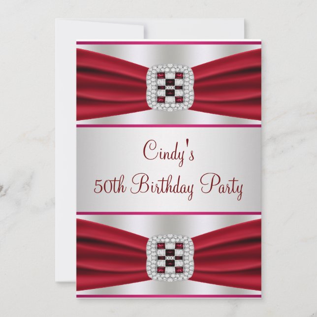Invitación de cumpleaños 50 del Diamante Rojo (Anverso)