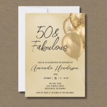 Invitación de cumpleaños 50 dorado y fabuloso