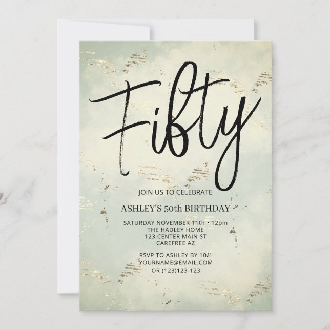 Invitación de cumpleaños 50 elegante moderna cincu (Anverso)
