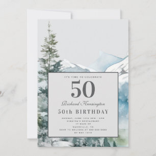 Invitación de cumpleaños 50 en la montaña rústica