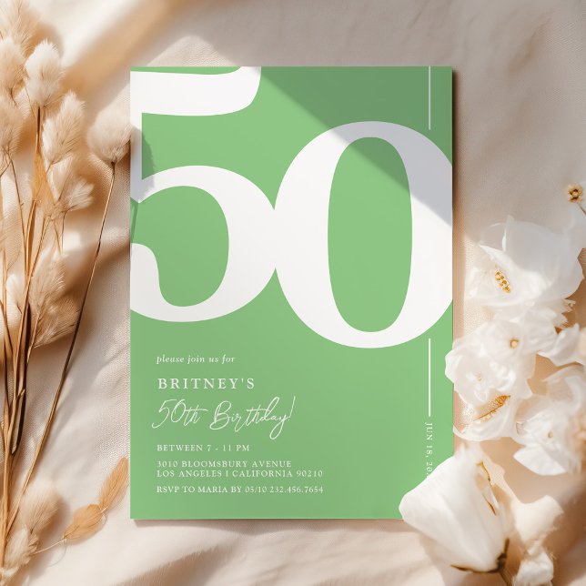Invitación de cumpleaños 50 Fresco Verde (Subido por el creador)