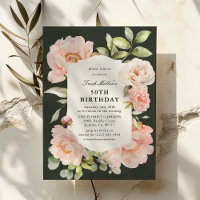 Invitación de cumpleaños 50 Just Blush Floral