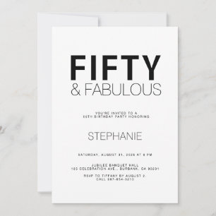 Invitación de cumpleaños 50 Minimal Fifty y Fabulo