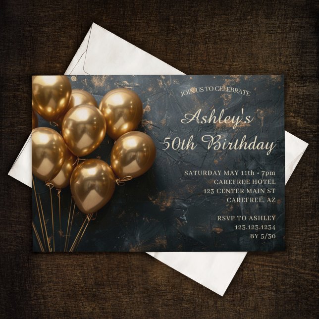 Invitación de cumpleaños 50 moderna simple (Subido por el creador)