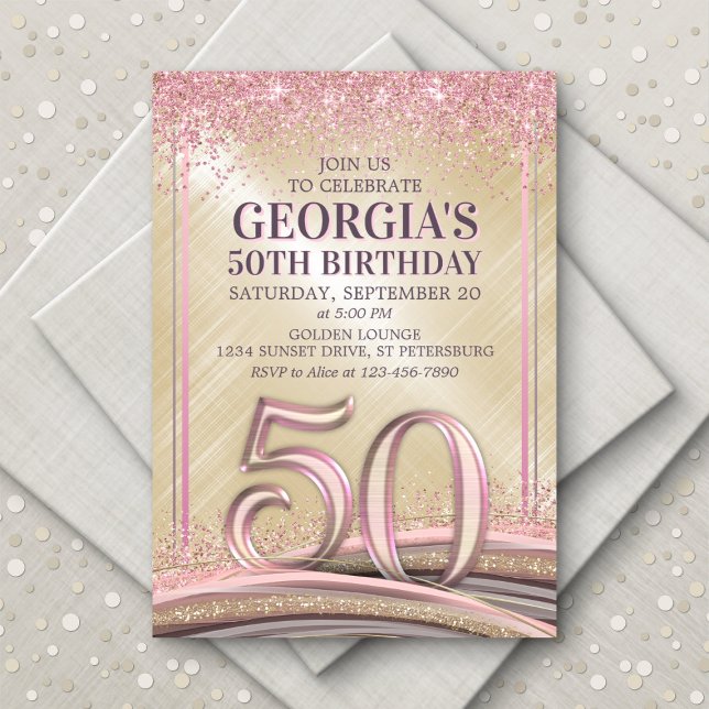 Invitación de cumpleaños 50 mujeres Glam (Subido por el creador)