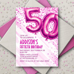 Invitación de cumpleaños 50 mujeres rosadas