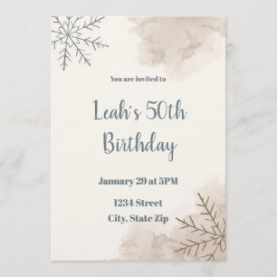 Invitación de cumpleaños 50 neutral de invierno – 