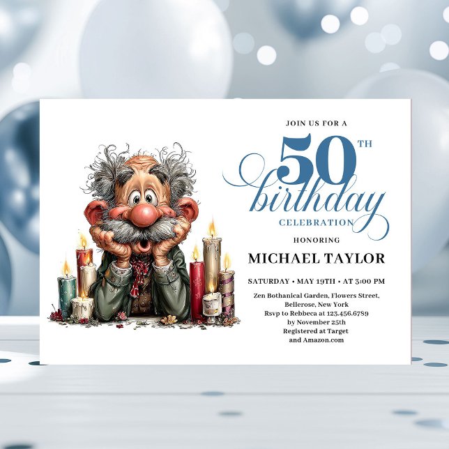 Invitación de Cumpleaños 50 para Él con Humor Épic (Epic Humor For Him 50th Birthday Bash Invitation)