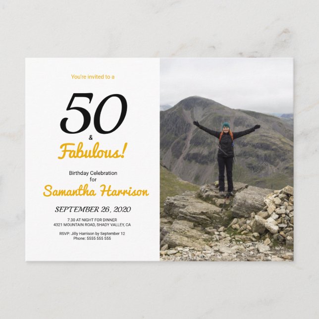 Invitación de cumpleaños 50 y fabuloso (Anverso)