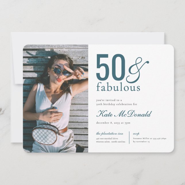 Invitación de cumpleaños 50 y fabuloso (Anverso)