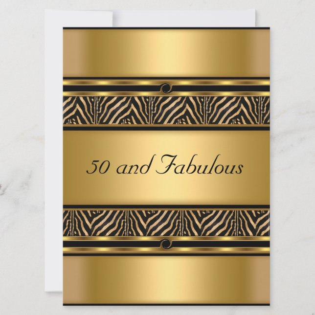 Invitación de Cumpleaños 50 y Fabuloso de Oro (Anverso)