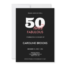 Invitación de cumpleaños 50 y fabuloso negro 50