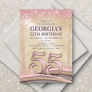 Invitación de cumpleaños 55º Glam para mujeres