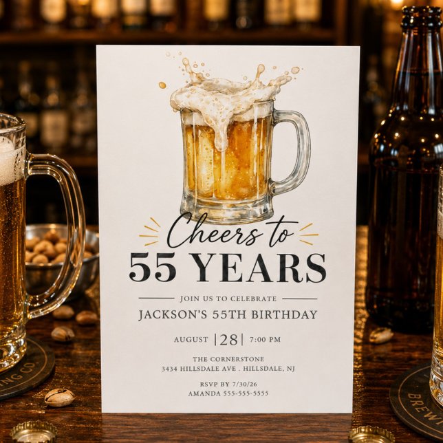 Invitación de cumpleaños 55 años Cheers (Subido por el creador)
