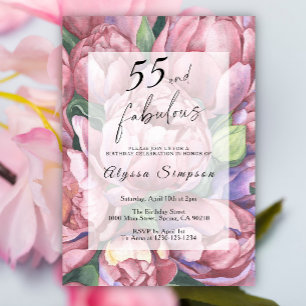 Invitación de cumpleaños 55 Vintage Floral