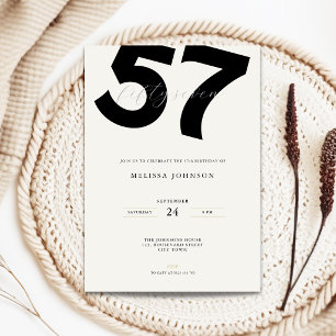 Invitación de cumpleaños 57 minimalista - Tipograf