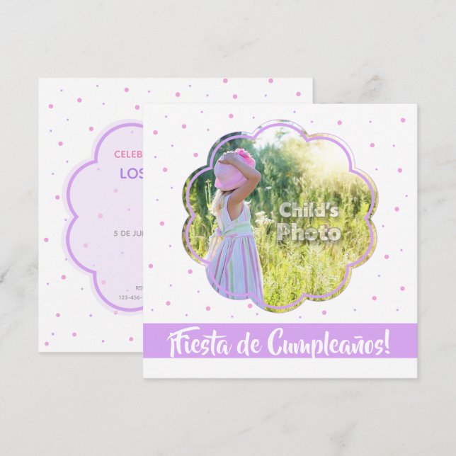 Invitación de Cumpleaños 5.25" x 5.25" (Anverso / Reverso)