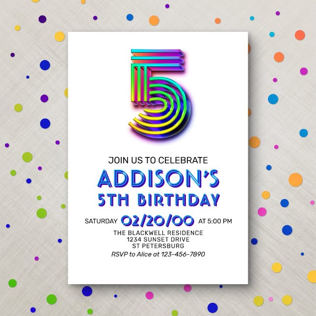 Invitación de cumpleaños 5 a la diversión moderna (Subido por el creador)