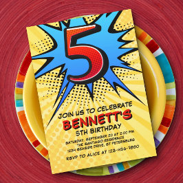Invitación de cumpleaños 5 a superhéroes