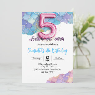 Invitación de cumpleaños 5 de Sirena