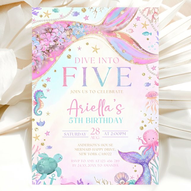 Invitación de cumpleaños 5 de sirena (Subido por el creador)