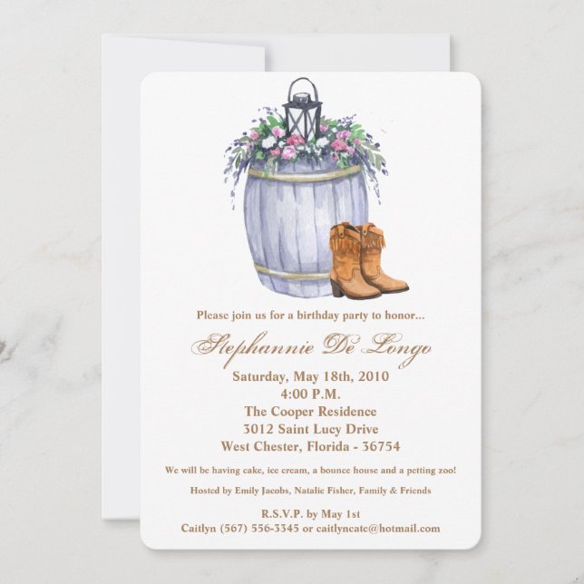 Invitación de cumpleaños 5 horas al día, 7 días a  (Anverso)